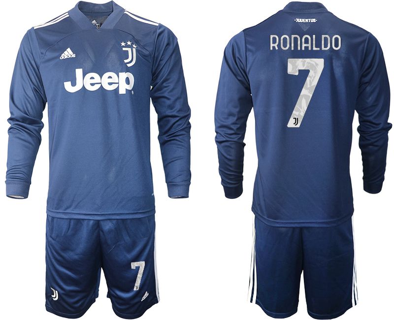 Men 2020-2021 club Juventus away long sleeves #7 blue Soccer Jerseys->juventus jersey->Soccer Club Jersey